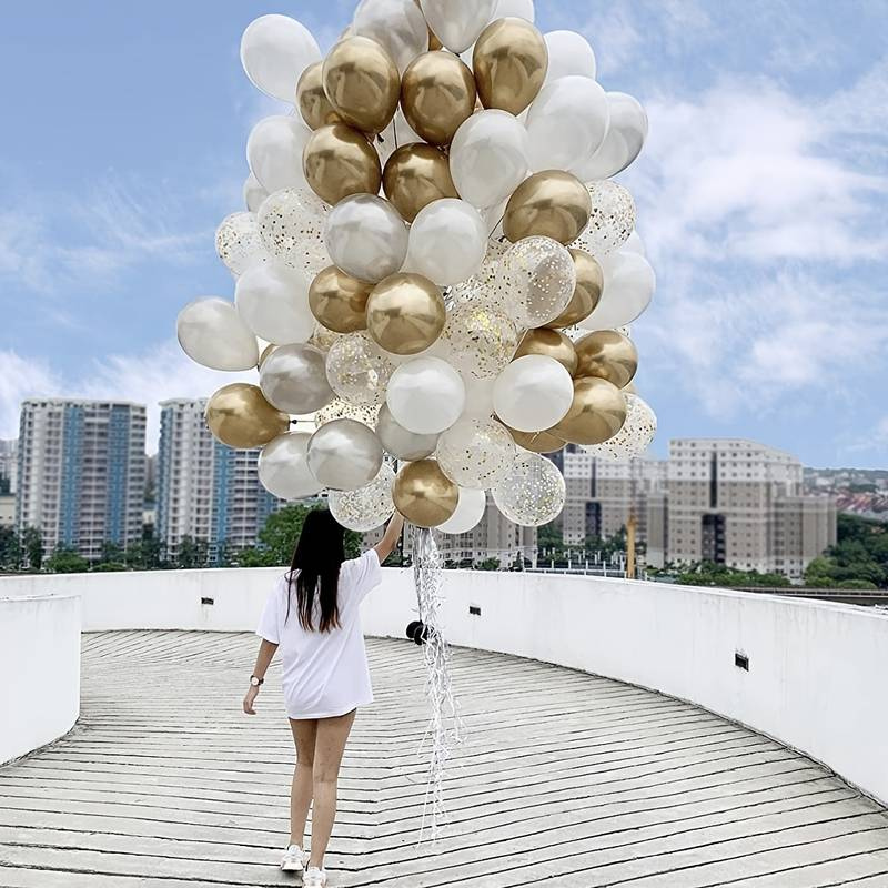 Ballon-Set Silvester Konfetti gold-weiss 30 Stück