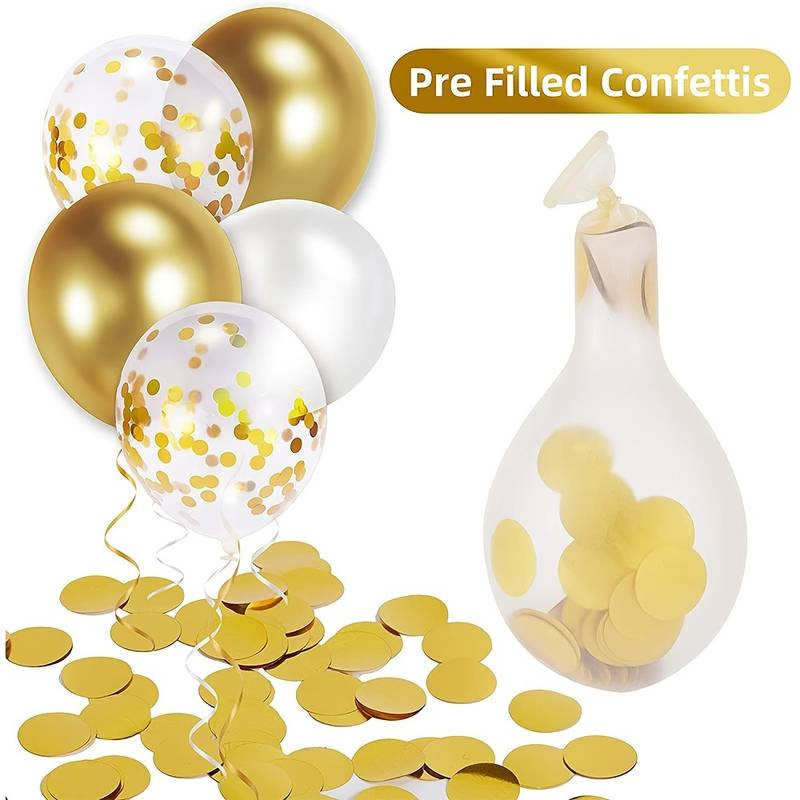 Ballon-Set Silvester Konfetti gold-weiss 30 Stück