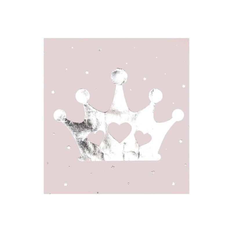 Servietten Prinzessinnen-Krone, rosa-silber, 16 Stk