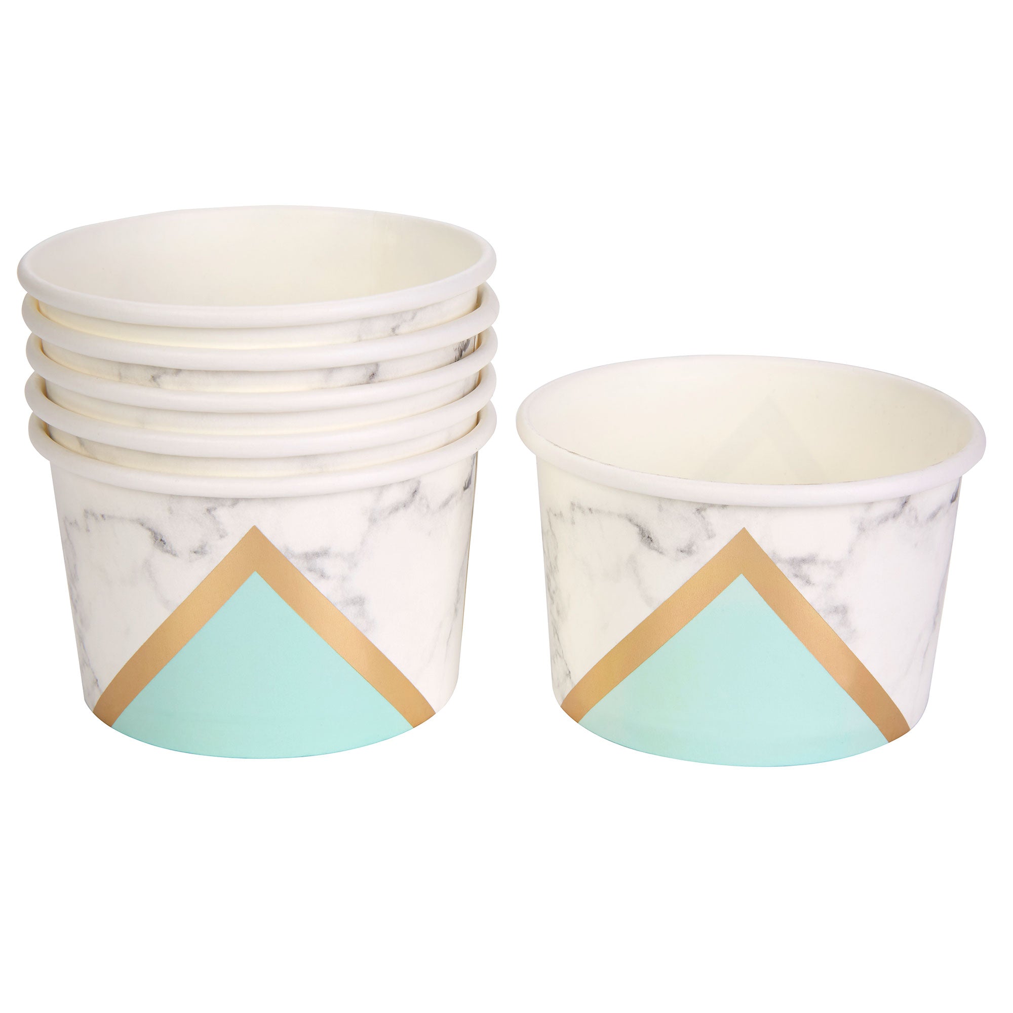 Snack & Eiscreme Becher, Marmor Mint-Gold