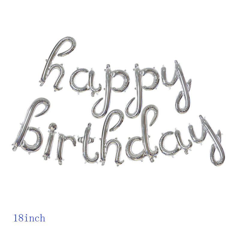 Folienballon Happy Birthday Schriftzug, silber, 45 cm