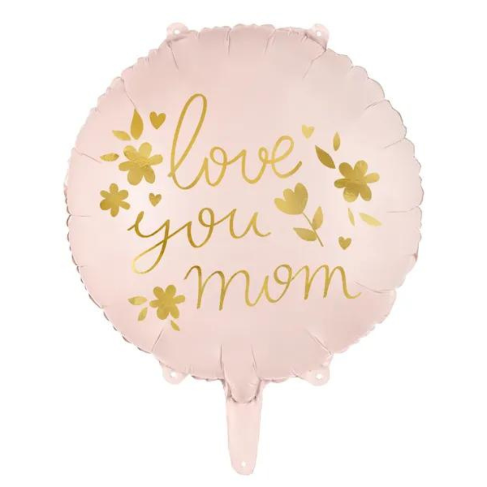 Folienballon &#39;&#39;Love you mom&#39;&#39;, 45 cm, rosa