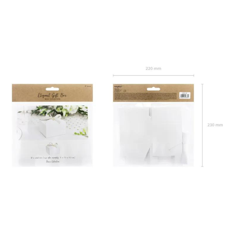 Geschenk-Schachtel - Wolke, weiß, 8x7.5x4.5cm Hochzeit Gästegeschenkbox mit Schleife