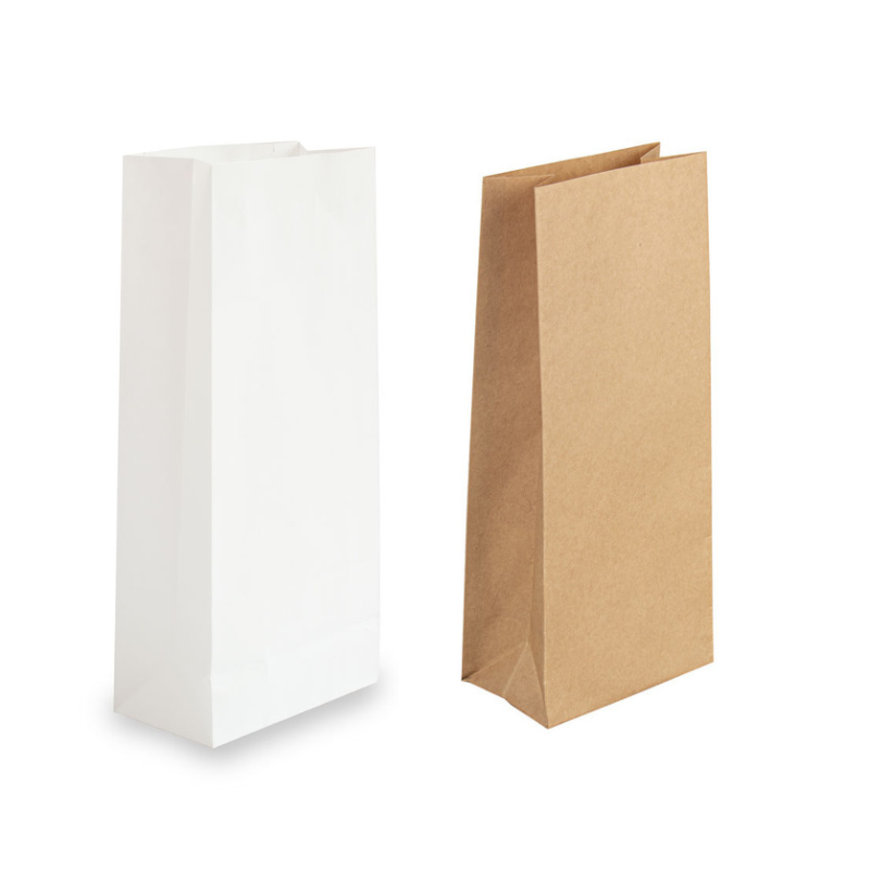 Blockboden Geschenktüte, weiss oder  Kraftpapier Papiertüten 6 x 18 x 8 cm