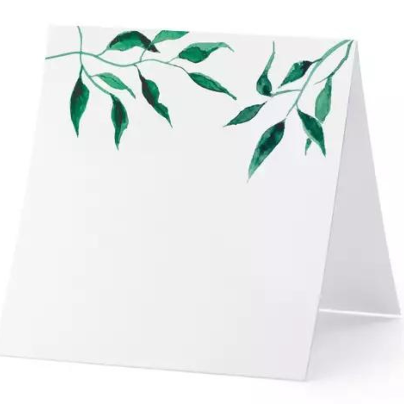 Aquarell Blätter Tischkarten weiss 7 x 7,5cm Botanical Hochzeitstisch