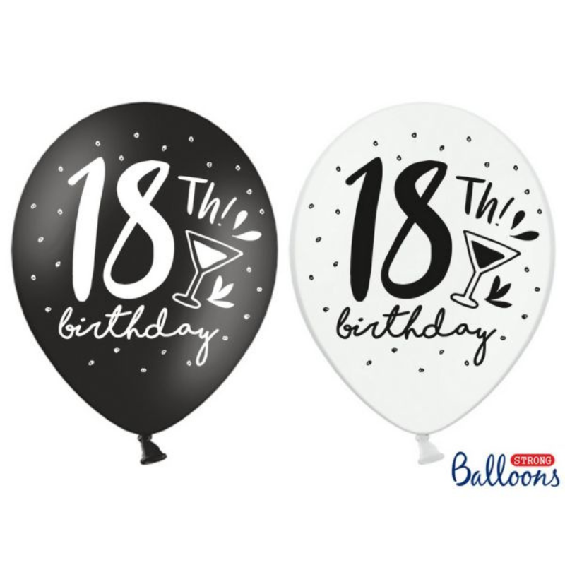 Ballon-Set  18. Geburtstag schwarz-weiss 18th Birthday
