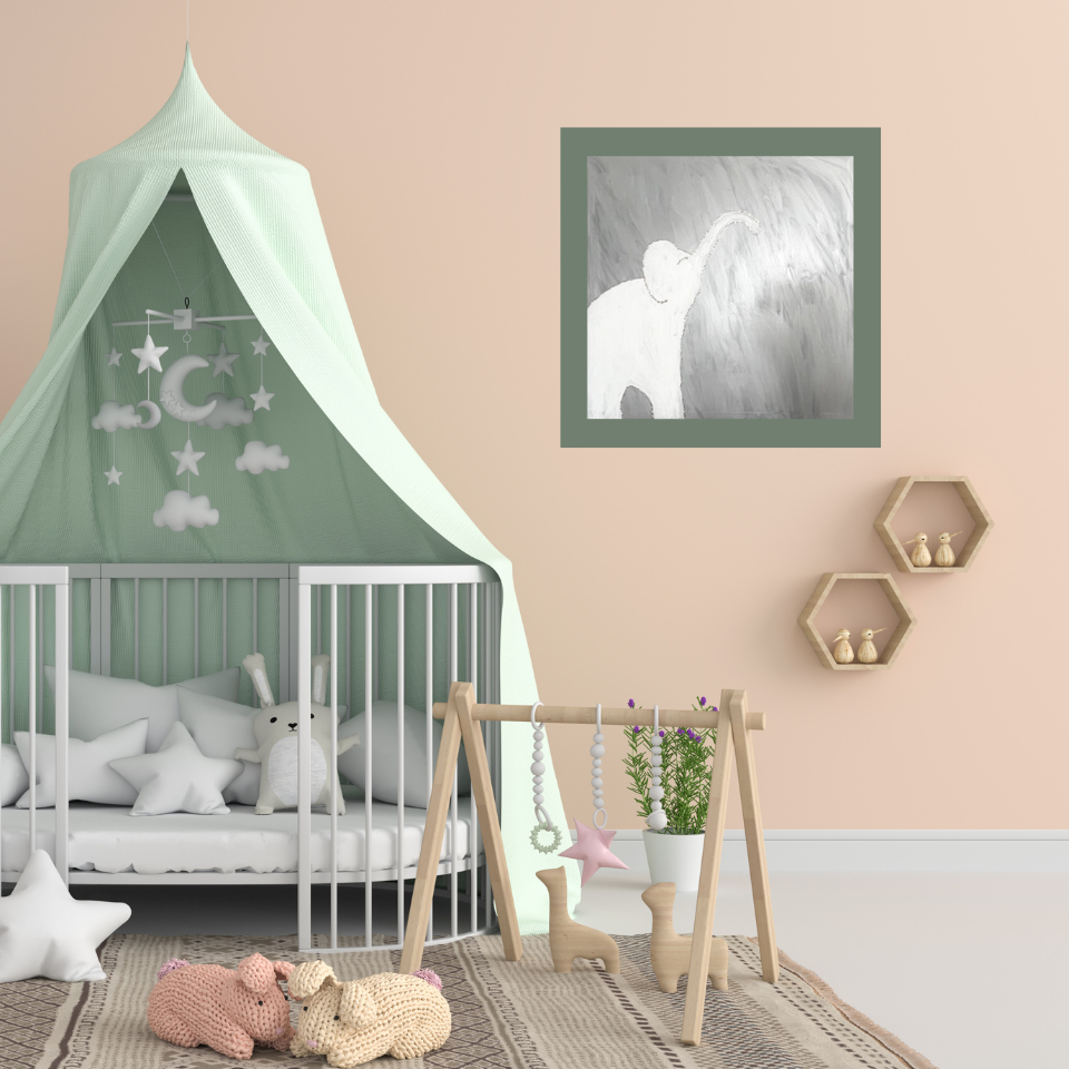 Handgemaltes Bild Baby-Elefant 90 x 110cm Kinderzimmer Wanddekoration