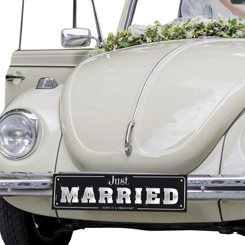 Deko Nummernschild Auto-Dekoration Just Married, Mr & Mrs, Wedding, Ma 
