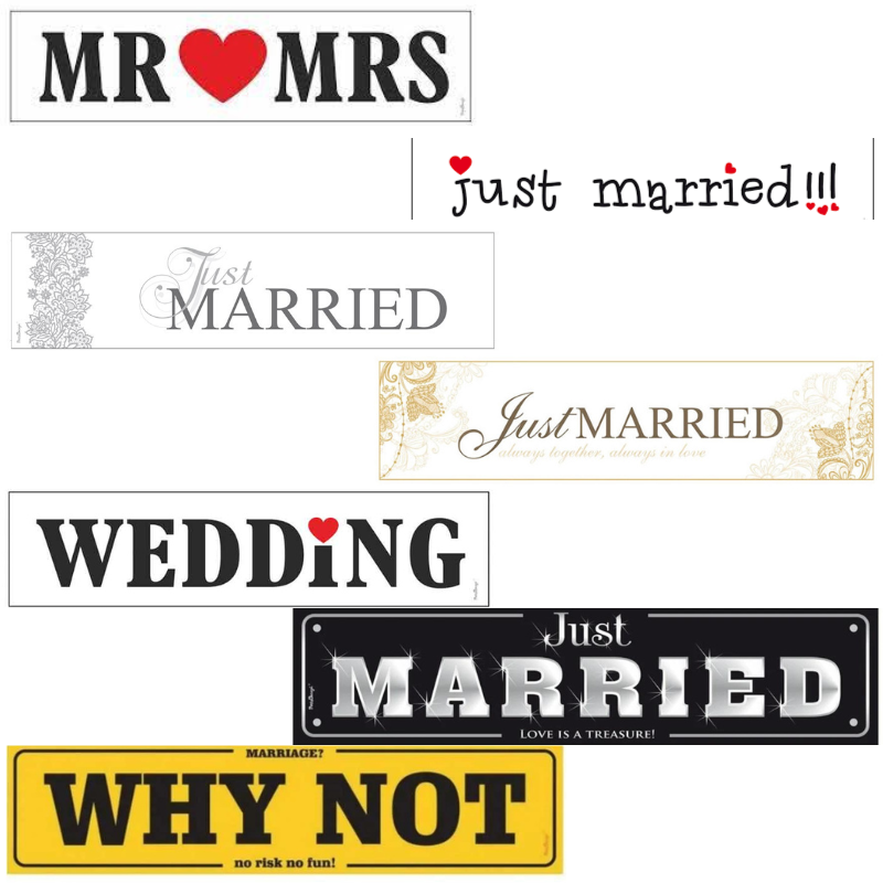 Deko Nummernschild Auto-Dekoration Just Married, Mr &amp; Mrs, Wedding, Marriage