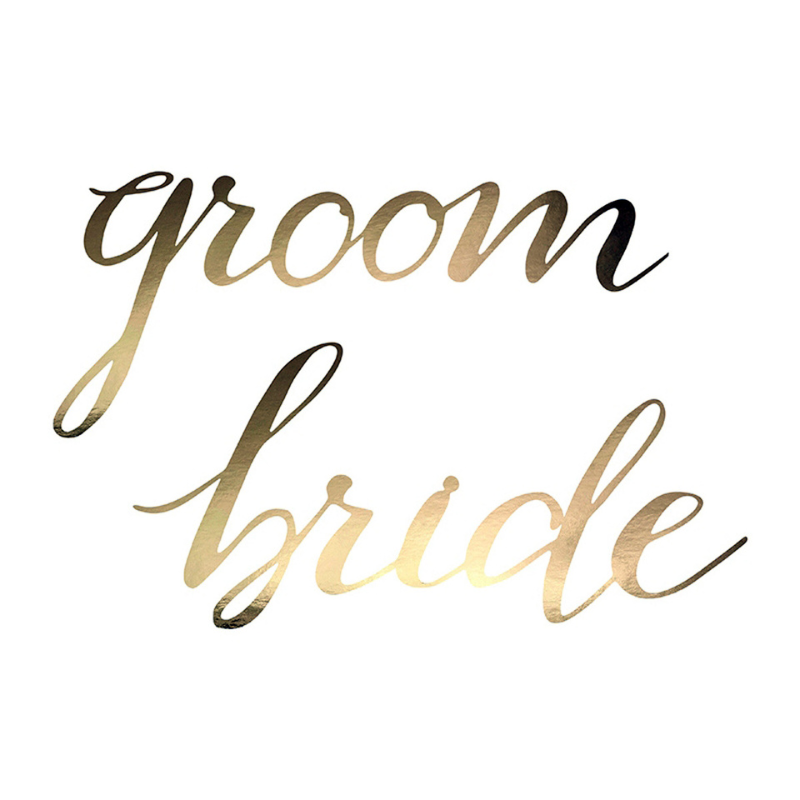 Elegante goldene Stuhlschilder „Bride Groom&quot;