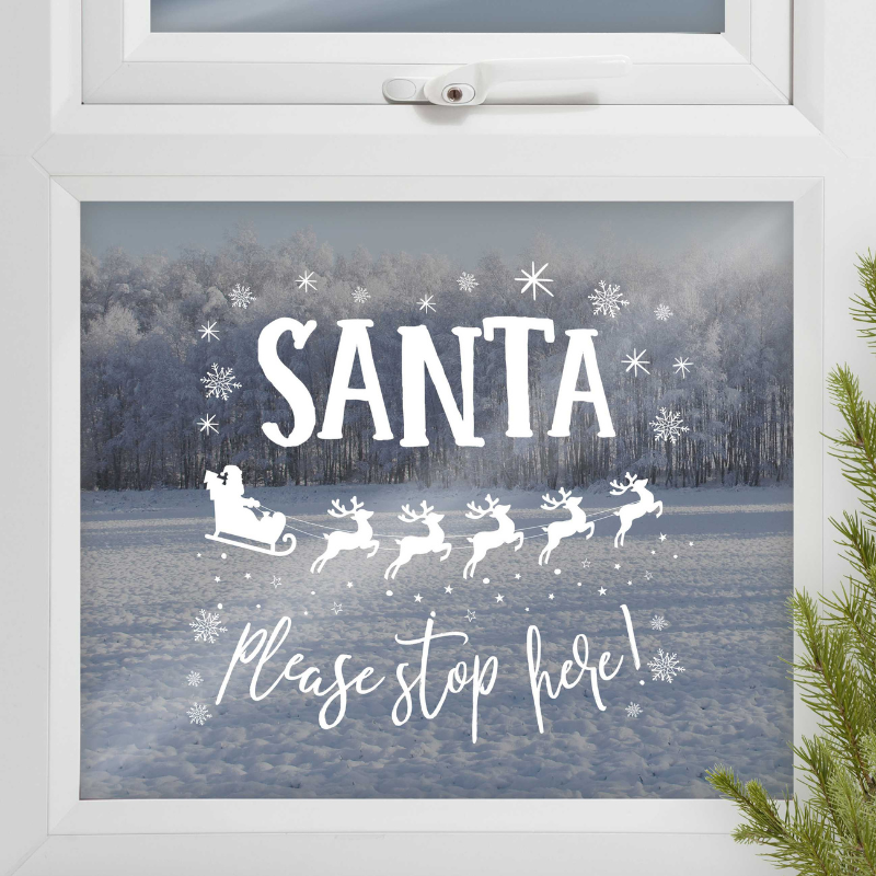Fenstersticker  Weihnachten  „Santa Stop Here“