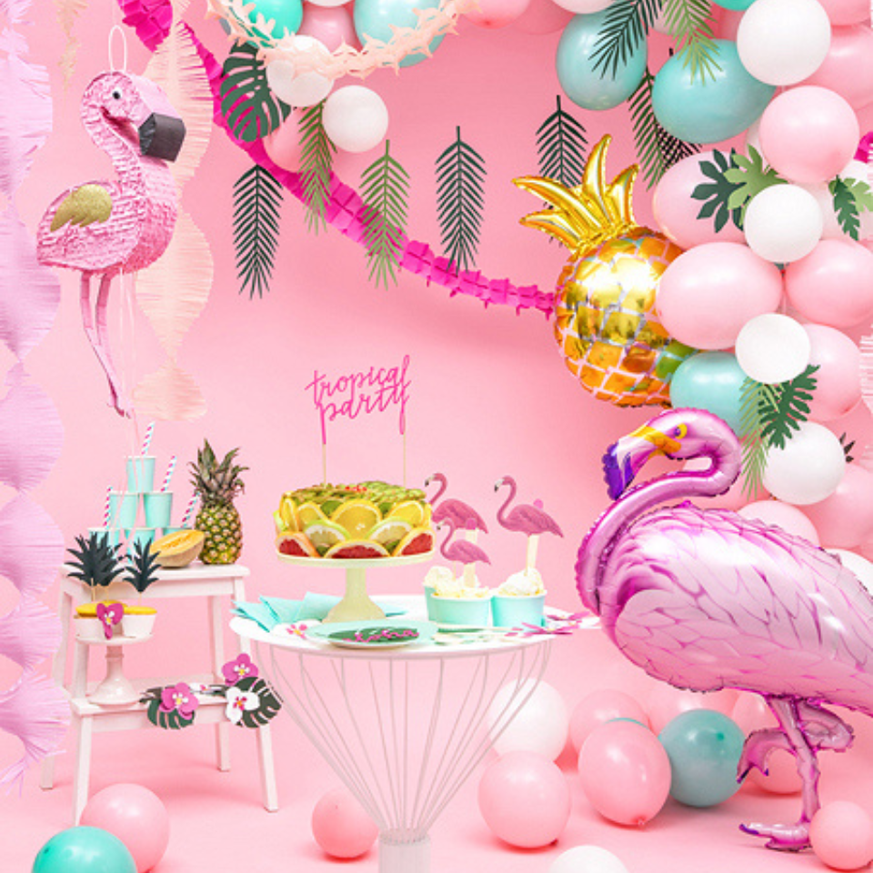 Pinata Flamingo rosa-gold Flamingo Partyspiele