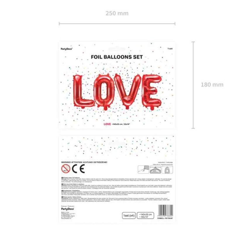 Folienballon Love, rot 140 X 35cm