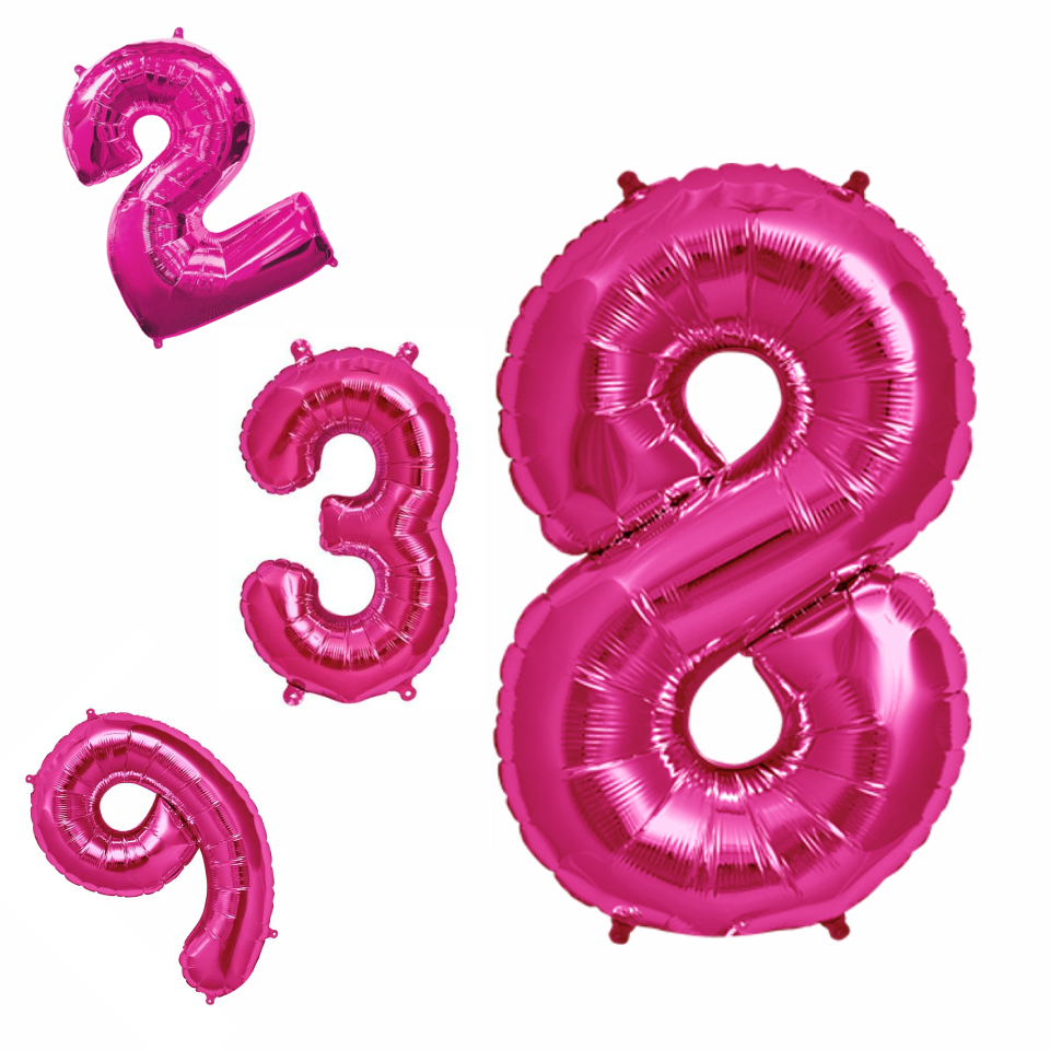 Folienballon, Zahlen, pink, bis 86 cm hoch
