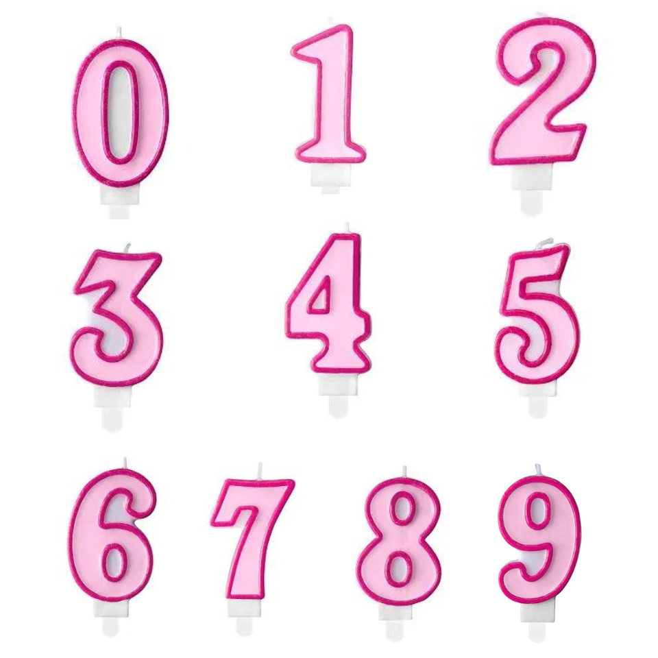 Geburtstagskerze Zahlen, rosa, 7cm