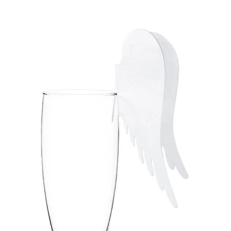 Glas Marker, Hochzeit-Namenschild  Papier-Dekoration Flügel weiss