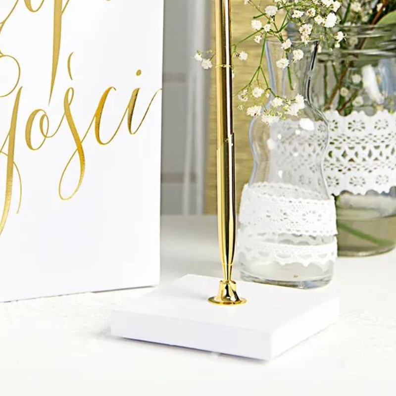 Goldene Stift mit Ständer, 8 x 8 x 16,5 cm, Hochzeit-Accessoires