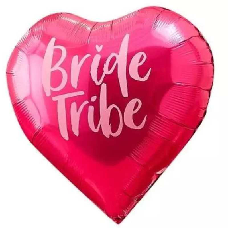 Folienballon Bride Tribe, Herzballone pink und Irisierend
