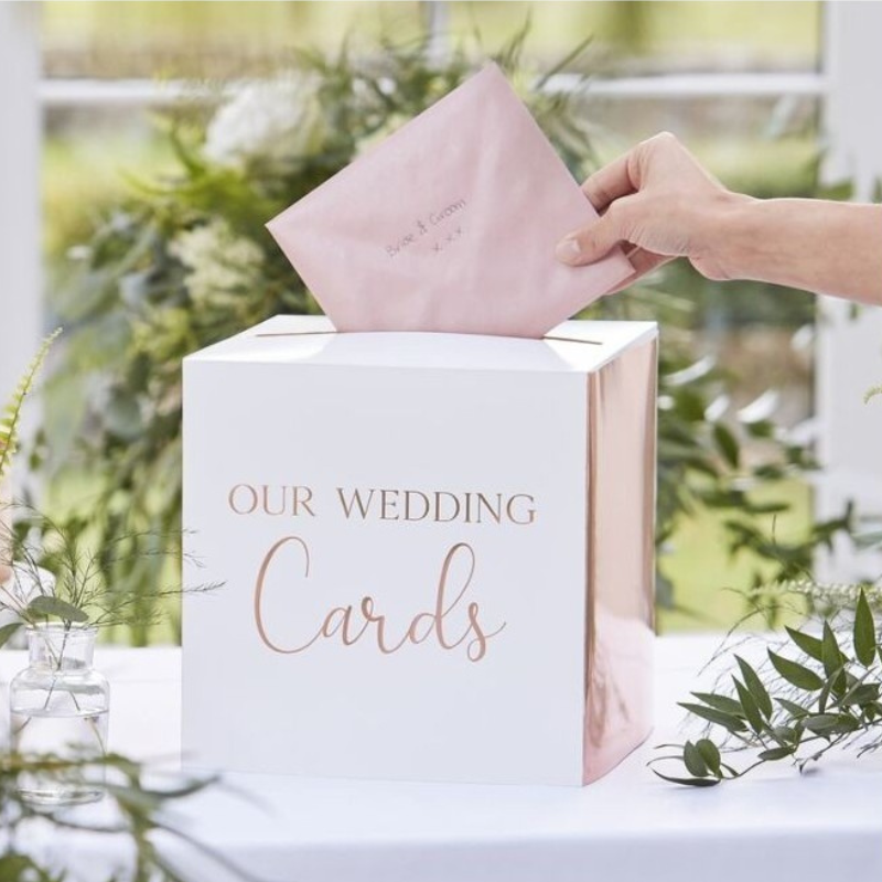 Hochzeit Kartenbox weiss-rosegold, our Wedding Cards
