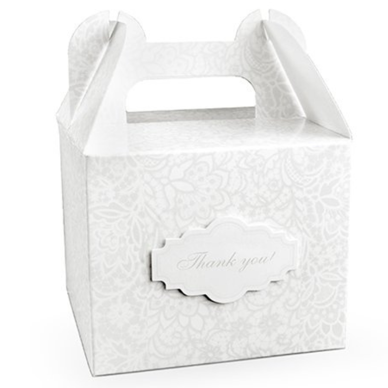 Hochzeitstorten Schachteln - Weiss Kuchen-Box für Hochzeit &quot;Thank You&quot; Geschenkbox