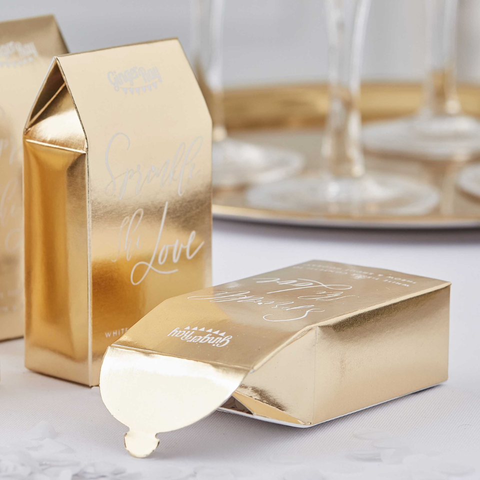 Vergoldete Konfetti-Box für Hochzeiten, gefüllt  