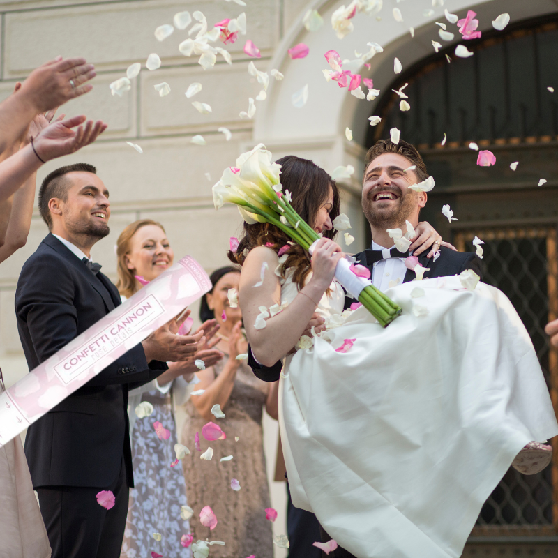 XXL-Konfettikanone mit Rosenblättern, weiß Hochzeit-Riesenkonfettibombe, 80cm