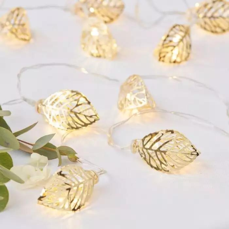 Licht-Girlande, LED, Tropical Blätter Gold