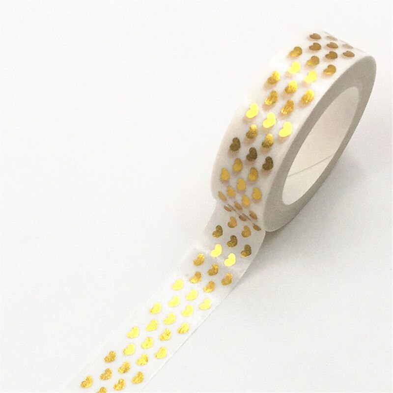 Masking Tape, Mini Herz Gold auf Weiss, glänzend