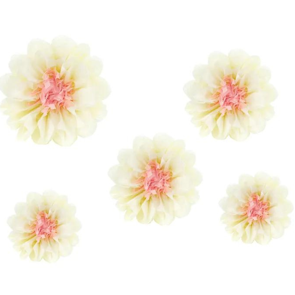 Seidenpapier Blumen Dekorations-Set Crème