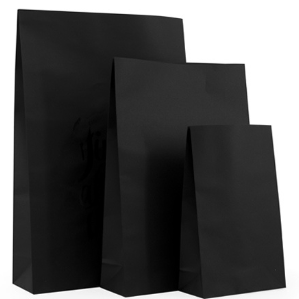 Blockbodenbeutel aus Papier schwarz 6 Stk.