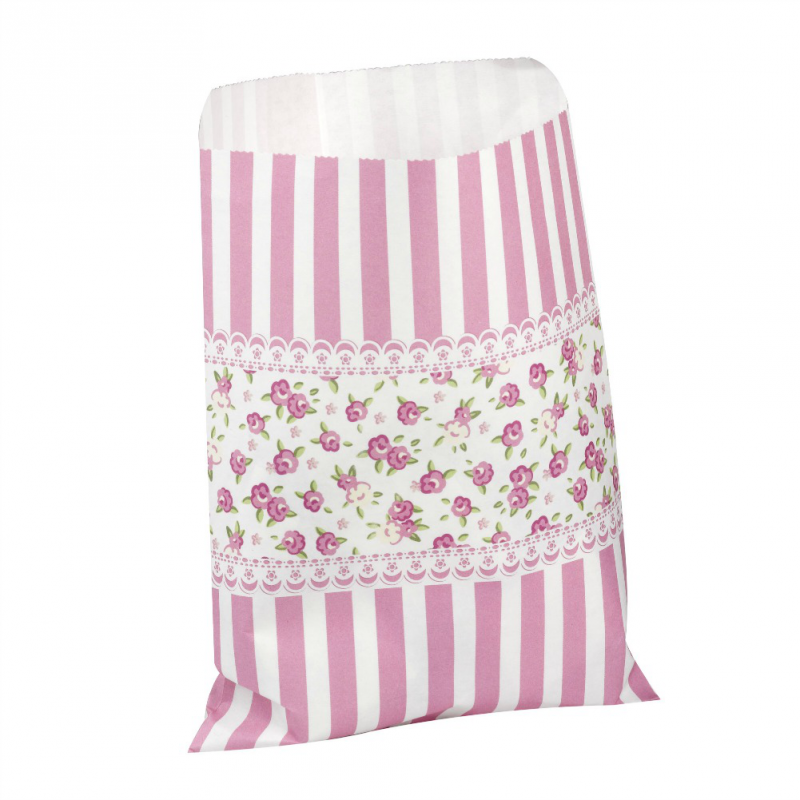 Papiertüten Candy Bags mit Blumenmuster rosa