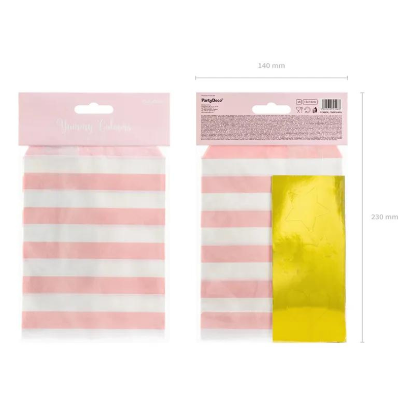 Papiertüten Candy Bags Süßigkeiten-Tüten Yummy, hellrosa, blau, gelb 13x14cm