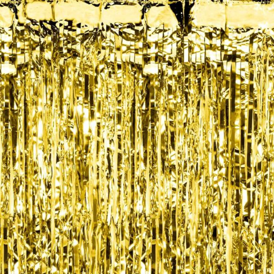 Vorhang, goldenes Folien Lametta, 90 x 250cm
