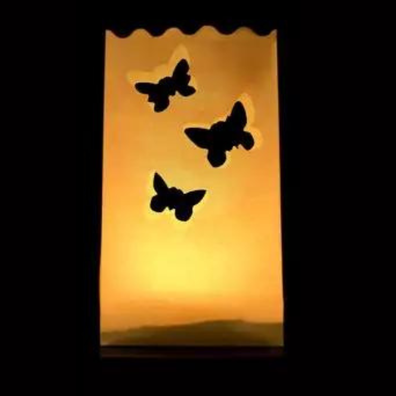 Papier Windlicht Beutel Candle Bag, Schmetterlinge, 26cm