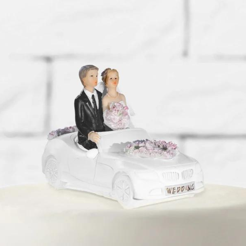 Tortenfigur Cake Topper  Brautpaar im Hochzeitsauto