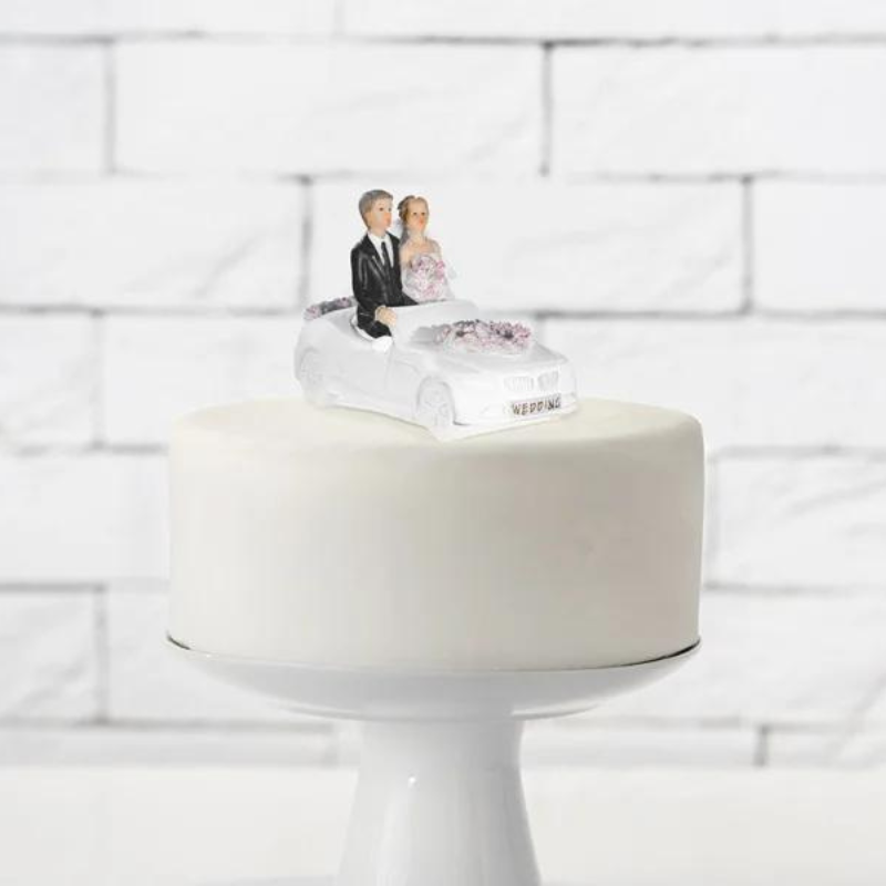 Tortenfigur Cake Topper  Brautpaar im Hochzeitsauto