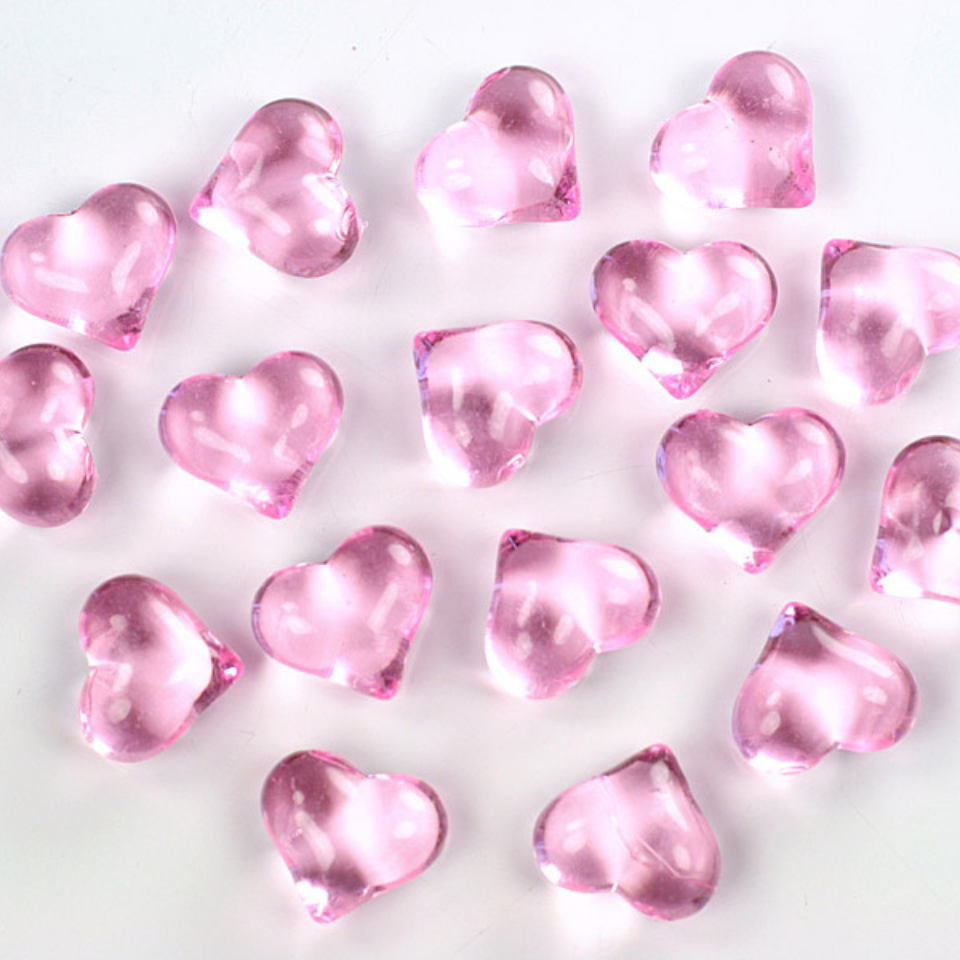 Streudeko Tischdekoration Kristallherzen, rosa, 21mm