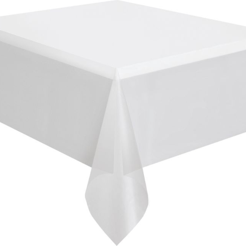 Tischdecke aus dünnem leichten PE, weiss 137 x 274 cm - Einwegtischdecke