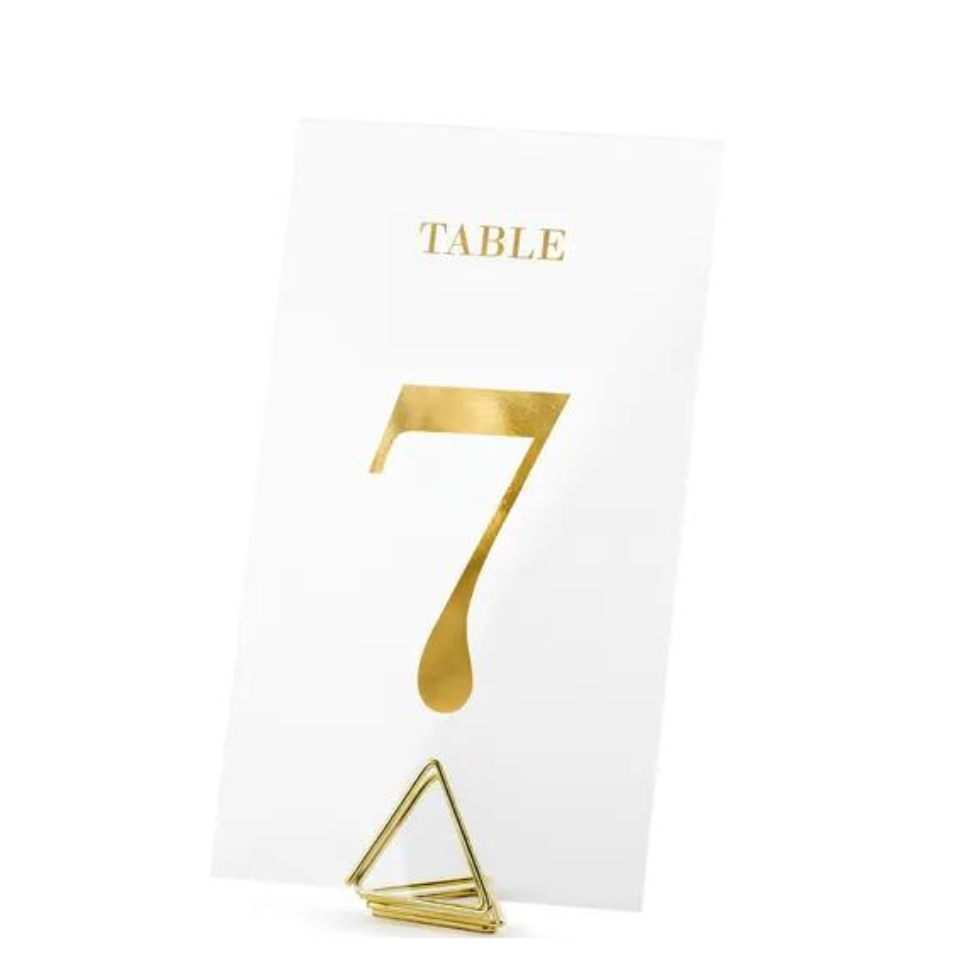 Tischnummer transparent mit gold-metallic Zahlen von 1 bis 20