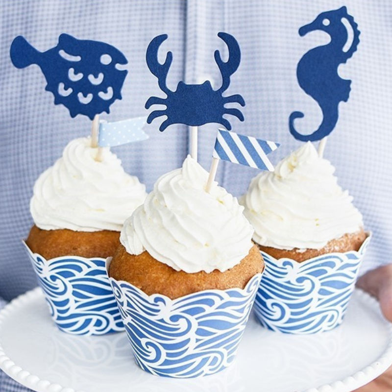Torten Topper Seefahrer, Unterwasser Party Ocean Seepferd Cup Cake Toppers