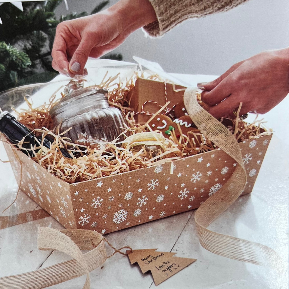 Geschenkkorb-Set Weihnachten, Schneeflocken 22 x 31,5 x 9 cm