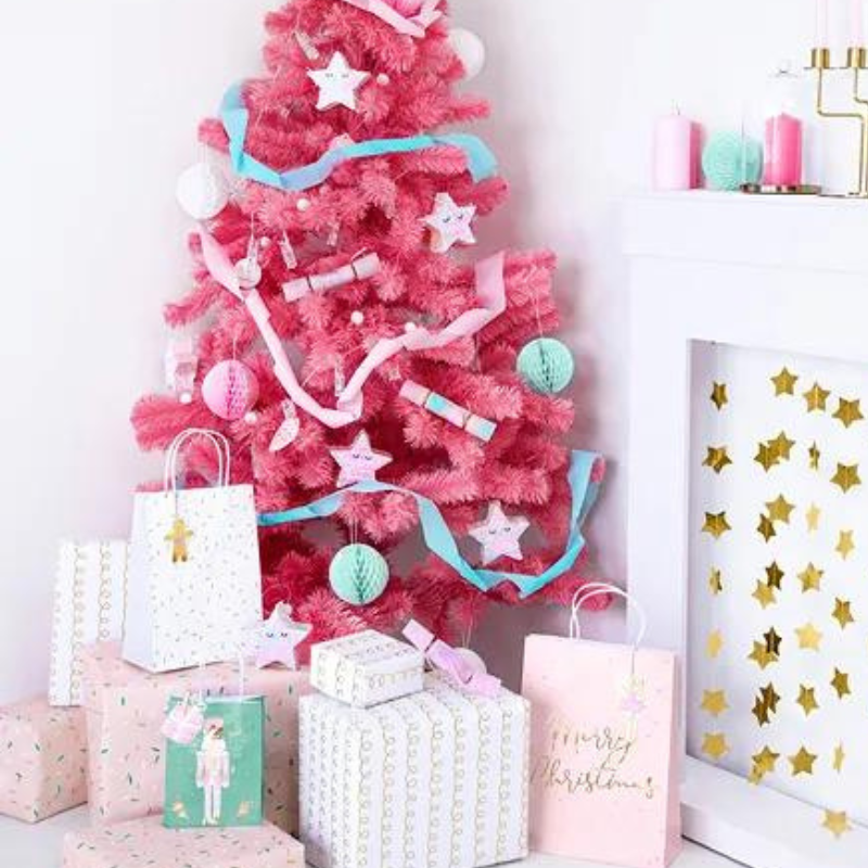 Weihnachtliche Geschenktüten, rosa-grün Mix Ballerina