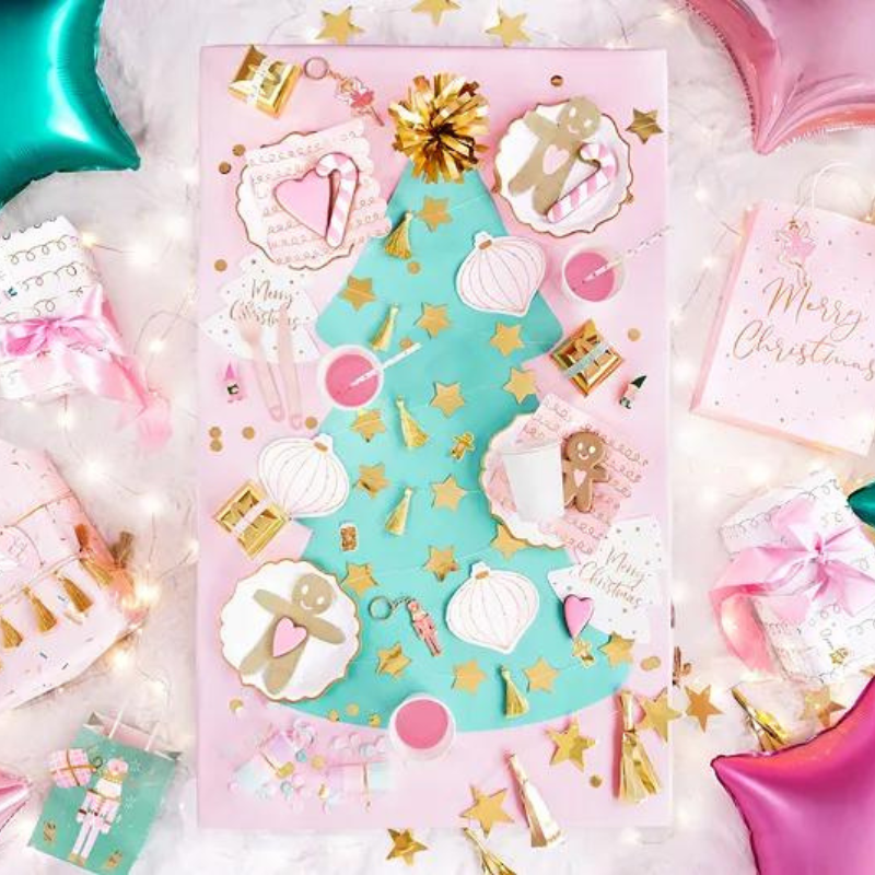 Weihnachtliche Geschenktüten, rosa-grün Mix Ballerina