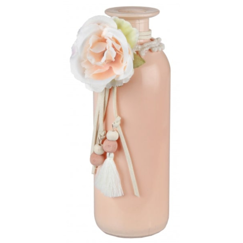 Vase, blush mit Rose, 2 Stk