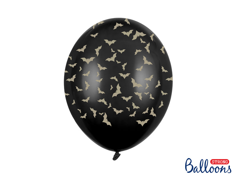 Halloween Ballon schwarz-gold mit Fledermäusen