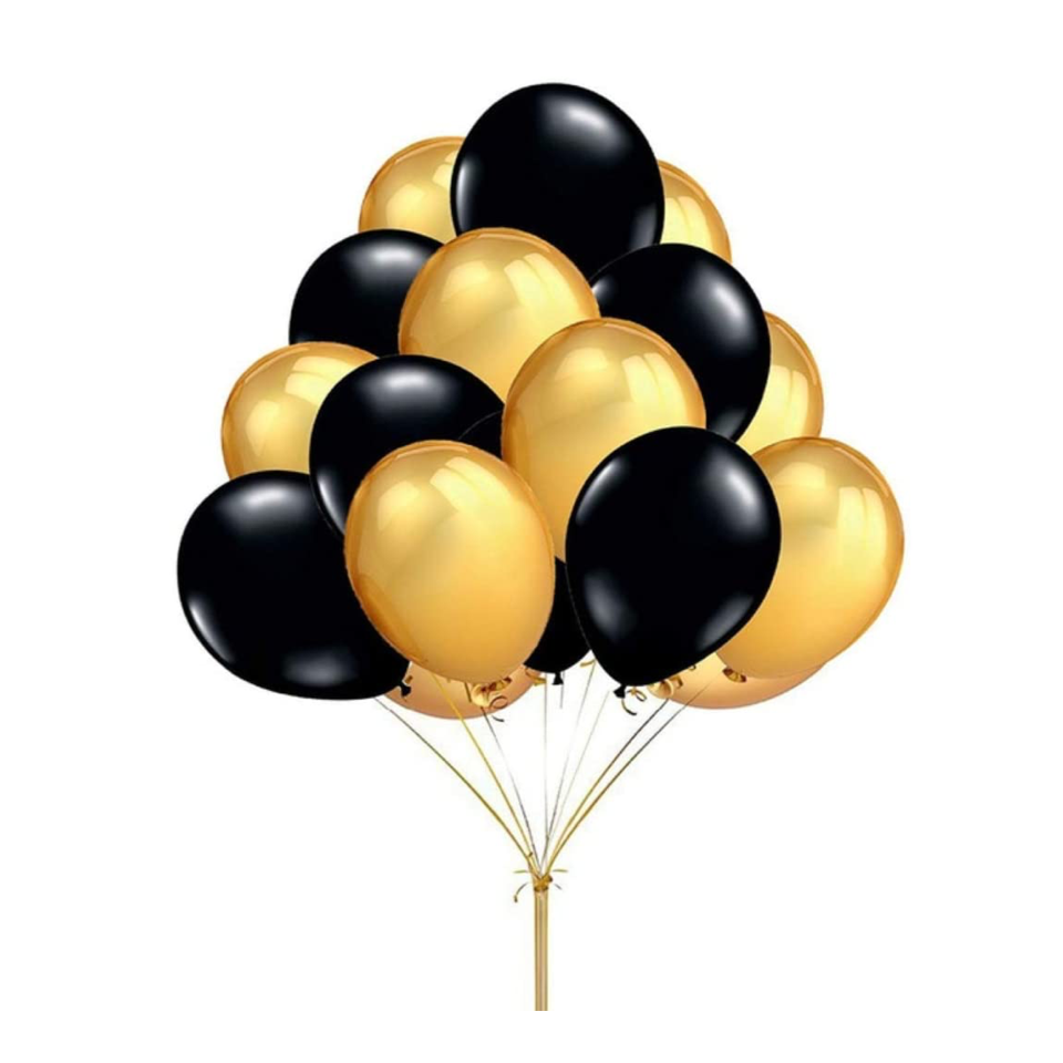 Ballon Set schwarz-gold, 10 Stk.