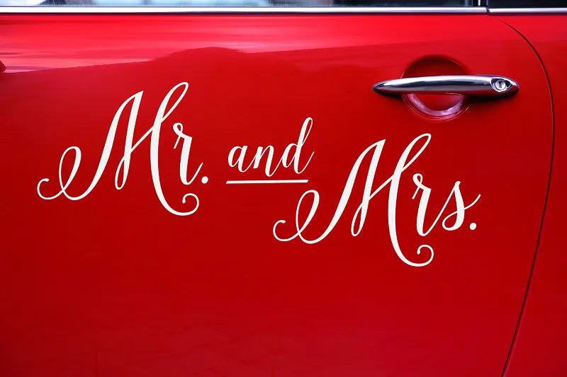Autosticker  Mr. and  Mrs., Weiss