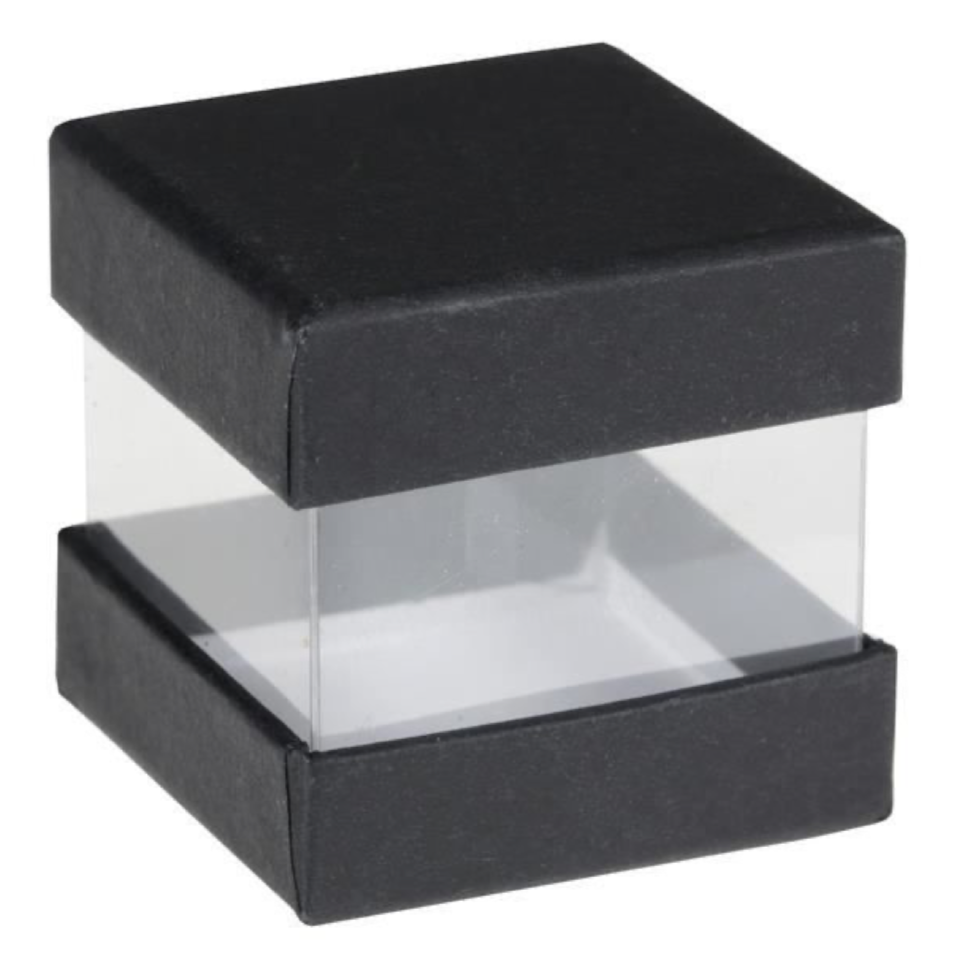 Geschenkbox mit Sichtfenster, mini, schwarz, 6 Stk