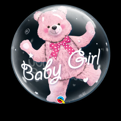 Double Bubble Ballon rosa Teddy Bear, Baby Girl