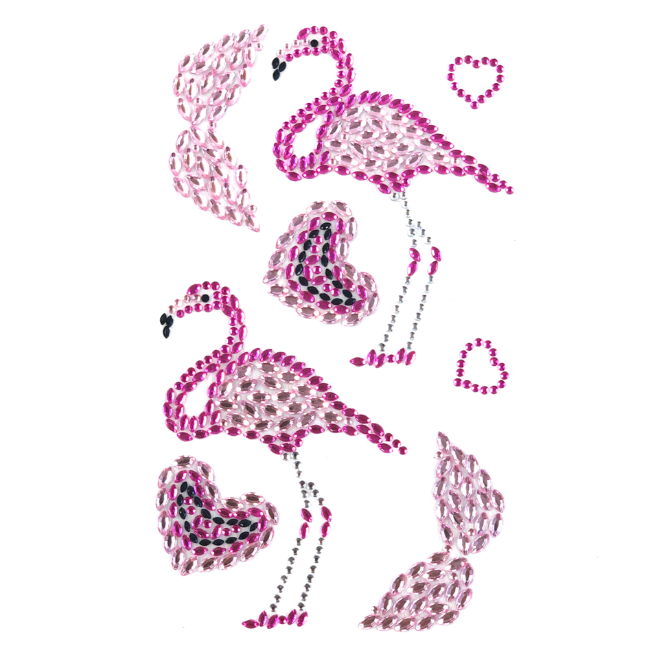 Sticker mit Strassstein-Motiven Flamingo, 1 Bogen